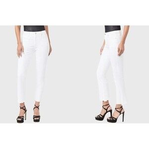 PAIGE Cindy Crop High Rise Straight Crop Jeans Crisp White Size 25